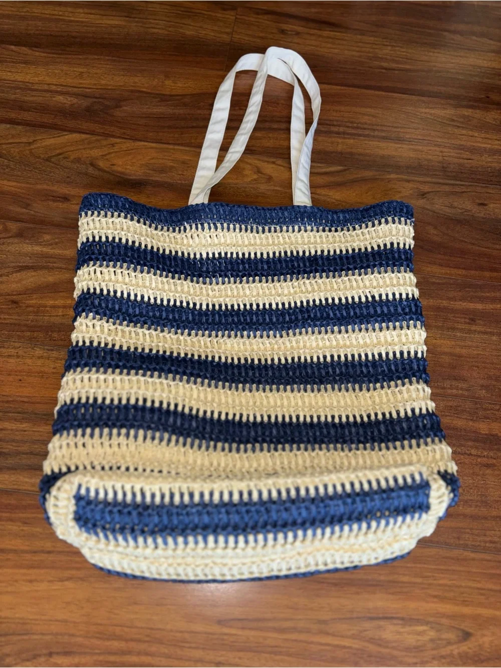 Target Navy and Cream Striped Crochet Tote